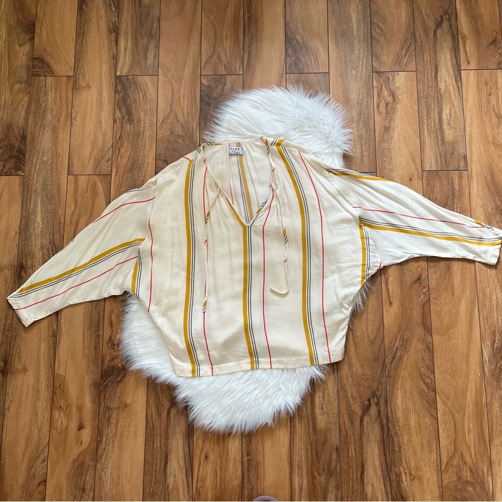 Frame Denim • Le Raglan Saffron Summer Stripe Top - Picture 3 of 10